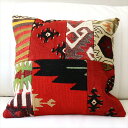 【15%OFFクーポン対象品】オールドキリムクッションカバー45cm Turkish Kilim Cushionトルコのウール手織りキリム パッチワーク