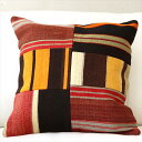 【15%OFFクーポン対象品】オールドキリムクッションカバー45cm Turkish Kilim Cushionトルコのウール手織りキリム パッチワーク