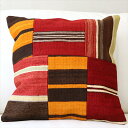 【15%OFFクーポン対象品】オールドキリムクッションカバー45cm Turkish Kilim Cushionトルコのウール手織りキリム パッチワーク