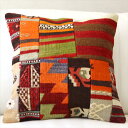 【15%OFFクーポン対象品】オールドキリムクッションカバー45cm Turkish Kilim Cushionトルコのウール手織りキリム パッチワーク