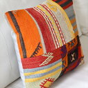 オールドキリムクッションカバー45cm・Turkish Kilim Cushion・トルコのウール手織りkilim パッチワーク 2