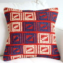 【15%OFFクーポン対象品】オールドキリムクッションカバー 40cm Old Kilim Cushion四角形のジジム・ブルー&ホワイト
