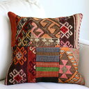 【15%OFFクーポン対象品】オールドキリムクッションカバー 40cm /Old Kilim Cushion パッチワーク トルコのウール手織りキリム