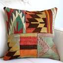 オールドキリムクッションカバー 40cm /Old Kilim Cushion パッチワーク トルコのウール手織りキリム