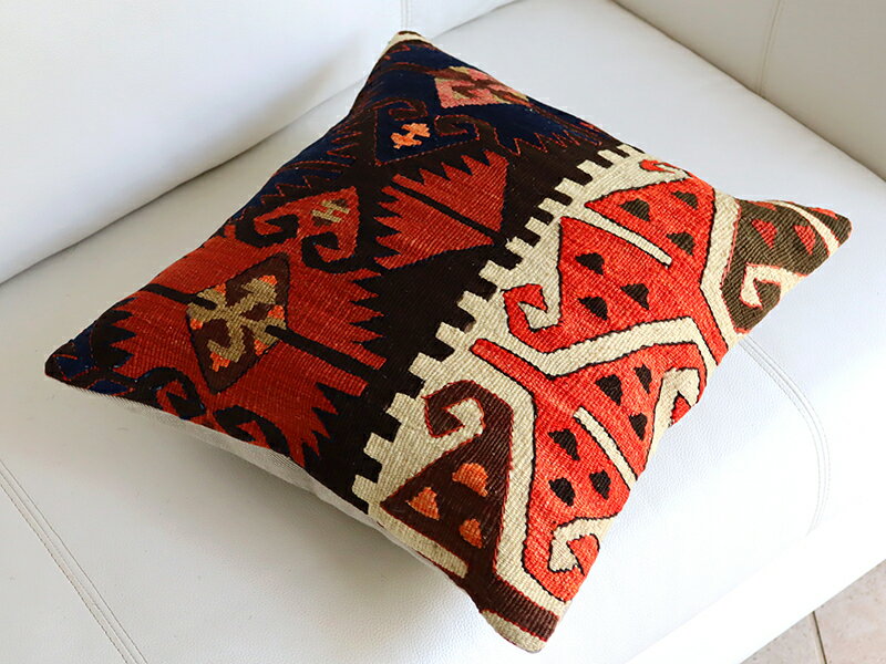 オールドキリム クッションカバー 41×39cmエリベリンデ ワン Turkish Old Kilim Cushion [3]