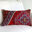 オールドキリムクッション・長方形 49×30cmエシュメ Turkish Old Kilim Lumbar Pillow