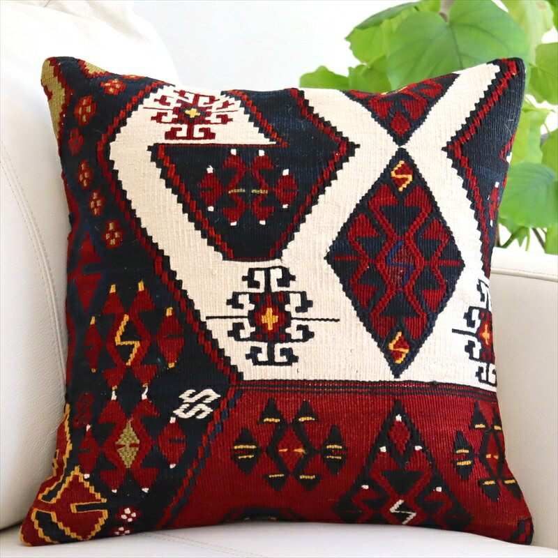 オールドキリム クッションカバー40cmサイズ Old Kilim Cushion マラテヤ 白いコチボユヌズ