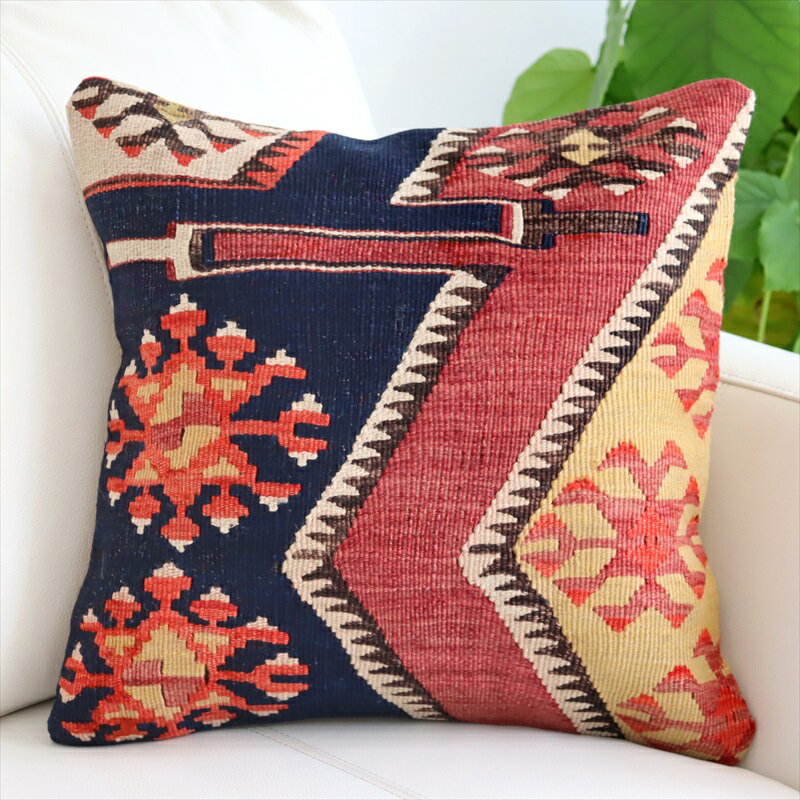 【15%OFFクーポン対象品】Old Kiilim Cushion オールドキリム クッションカバー 40cm ヴィンテージ キリムアダナ チフカナット