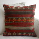 【15%OFFクーポン対象品】オールドキリムクッションカバー 45cm Old Kilim Cushion レッド&ブラウン ボーダー