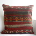 【15%OFFクーポン対象品】オールドキリムクッションカバー 45cm Old Kilim Cushion レッド&ブラウン ボーダー