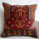 【15%OFFクーポン対象品】オールドキリムクッションカバー 45cm Old Kilim Cushion レッド&ブラウン 花モチーフ