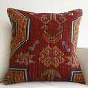 【15%OFFクーポン対象品】オールドキリムクッションカバー 45cm Old Kilim Cushion レッド&オレンジ