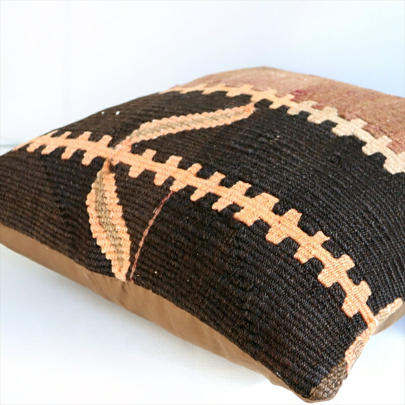 【15%OFFクーポン対象品】クッションカバー 45×45cm キリム ウール Turkish Kilim Cushion カルス ブラウン 3