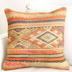 クッションカバー 45×45cm キリム ウール Turkish Kilim Cushion バルケスィル ボーダー ジジム