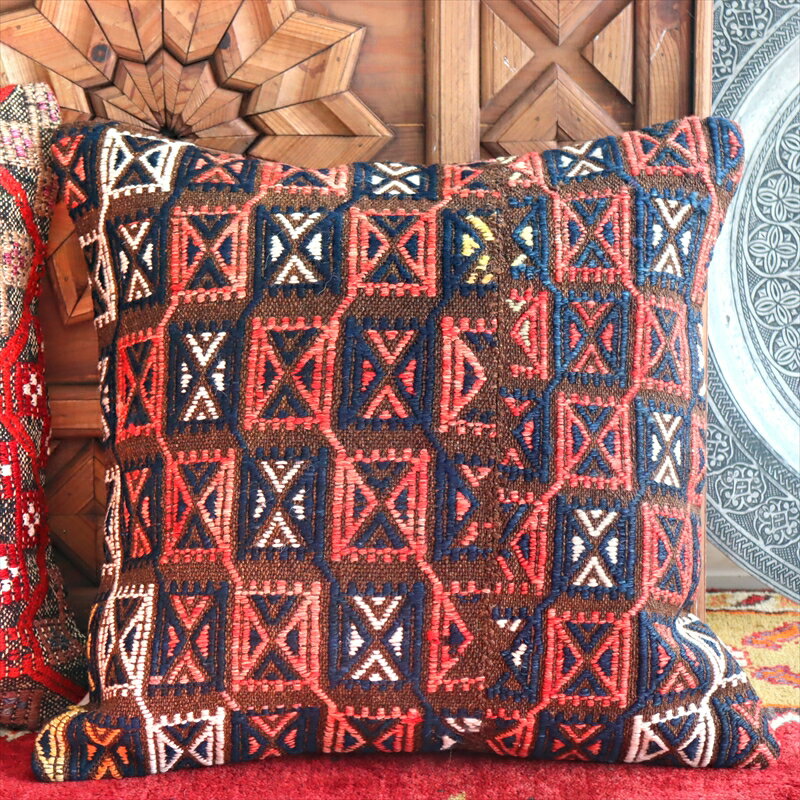 クッションカバー 50cmサイズ オールドキリム ヴィンテージ Old Kilim Cushion コンヤ ブラウン ジジム