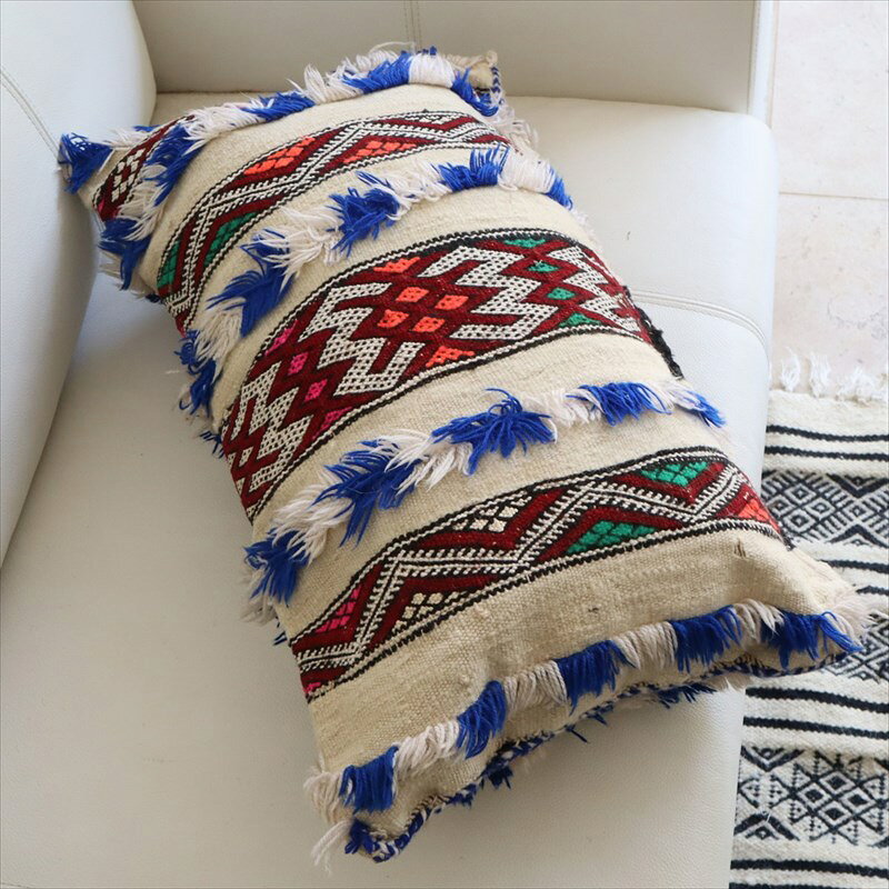 【15%OFFクーポン対象】オールドキリムクッション モロッコ オリジナル 55×35cm ベルベル族 ハンドラ [3]