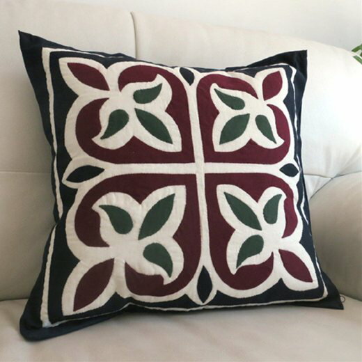 Rakuten - 【10%OFFクーポン対象】ハーヤ・メーヤ/イスラミックデザインが美しいエジプトの手仕事42x42cmアップリケ刺繍のコットンクッションカバー40cm