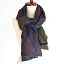 【10%OFFクーポン対象品】カンタ刺繍 シルクストール インド 古布 210x78cm Kantha embroidery, India刺し子 ジグザグと円型/ネイビー&グリーン