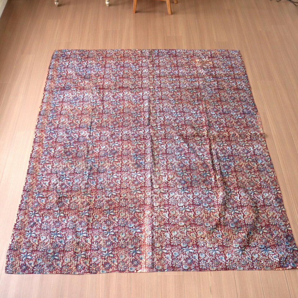 【10%OFFクーポン対象品】カンタ ラリーキルト 木版ブロックプリント225×174cmヴィンテージ カラムカーリ