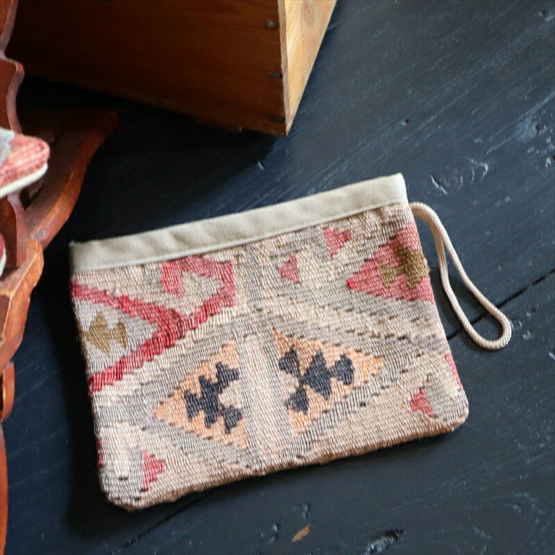 【10%OFFクーポン対象】オールドキリム フラットポーチ カイセリ