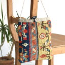 オールドカーペットのポシェット Mサイズ Old Carpet Pochette Medium size 25×20cm ネイビー&イエロー