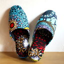 パーニュ布スリッパ 25.5-28cm Lサイズ 南河原スリッパ/ African wax print textile 現品|詳細画像
