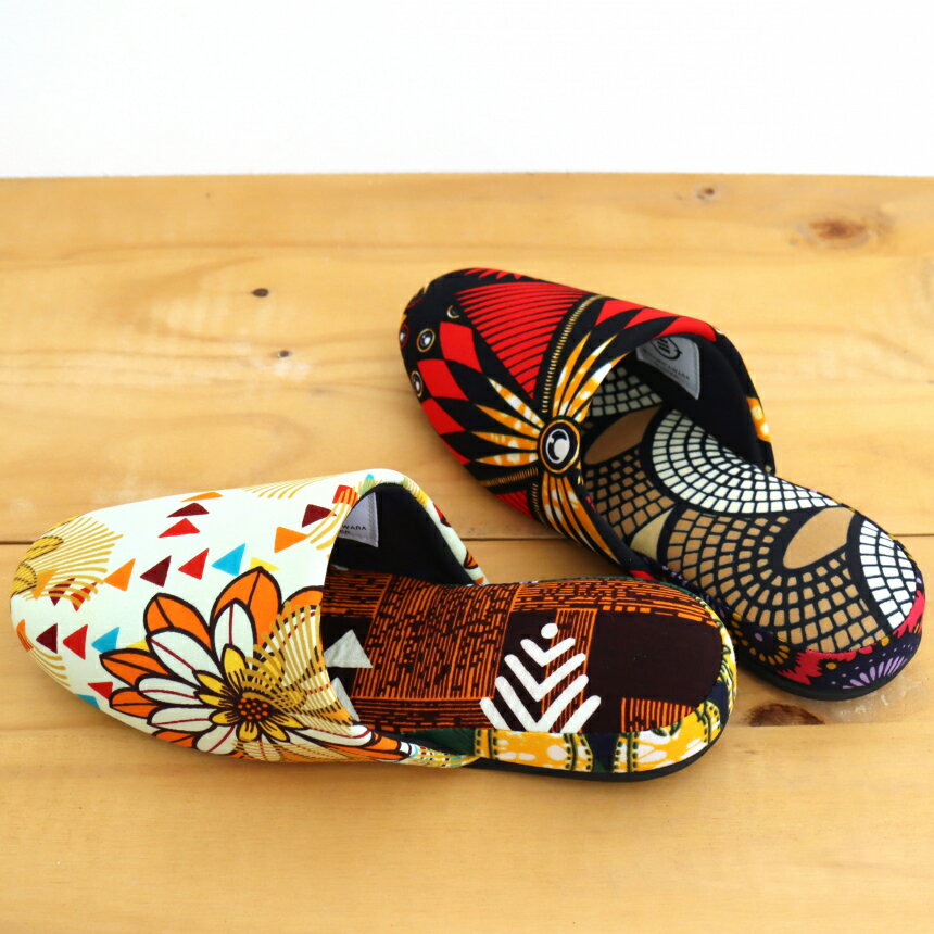 パーニュ布スリッパ 22.5-25cm Mサイズ 南河原スリッパ/ African wax print textile 現品 3