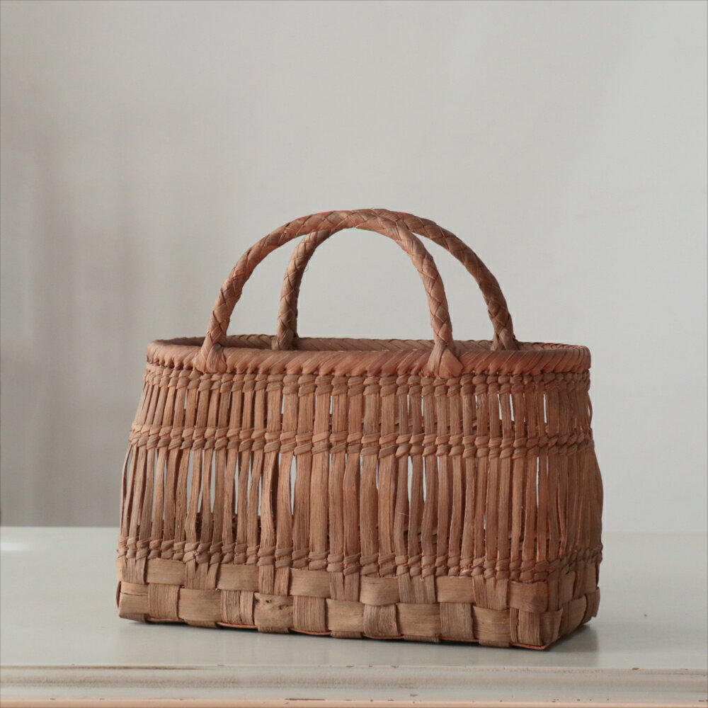 Handbag Type - やまぶどう　かごバッグ　【現品一点もの】白皮　透かし棚編み横幅:31cm 本体高さ:29cm