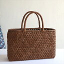【10%OFFクーポン対象品】山ぶどう かごバッグ 紅皮横長 六角花細工編み4mm 巾34cm 高さ(本体)22cm 重さ630g