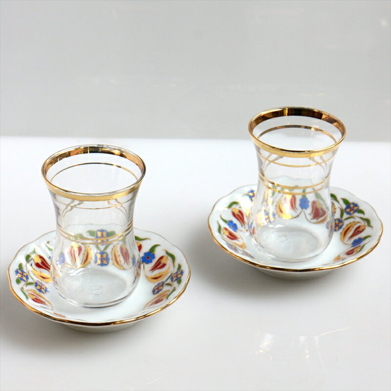 チャイグラス（チャイバルダック）2客セット Cay Bardag, Turkish Tea /赤いチューリップ