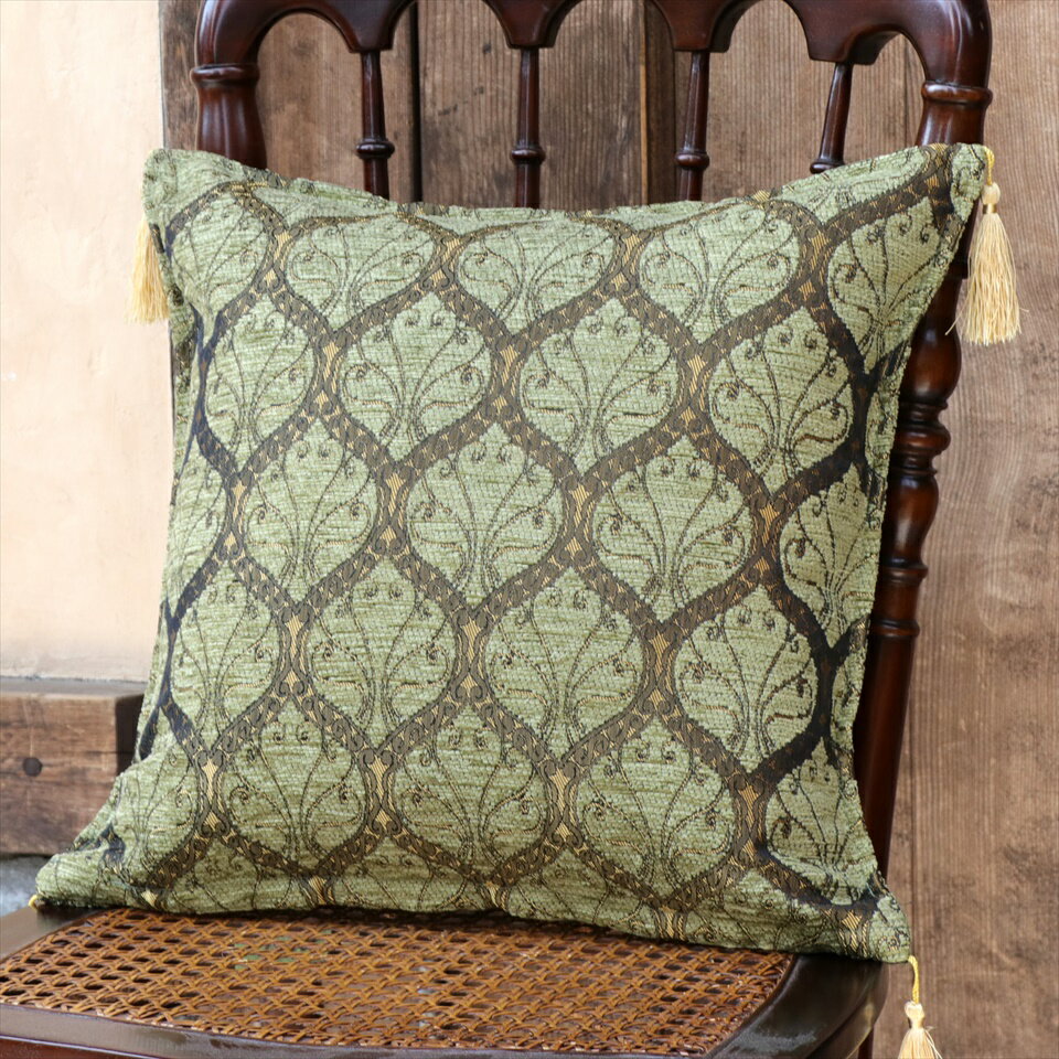 クッションカバー 45cm クレスト ピスタチオグリーン トルコ ビンビルゲジェ