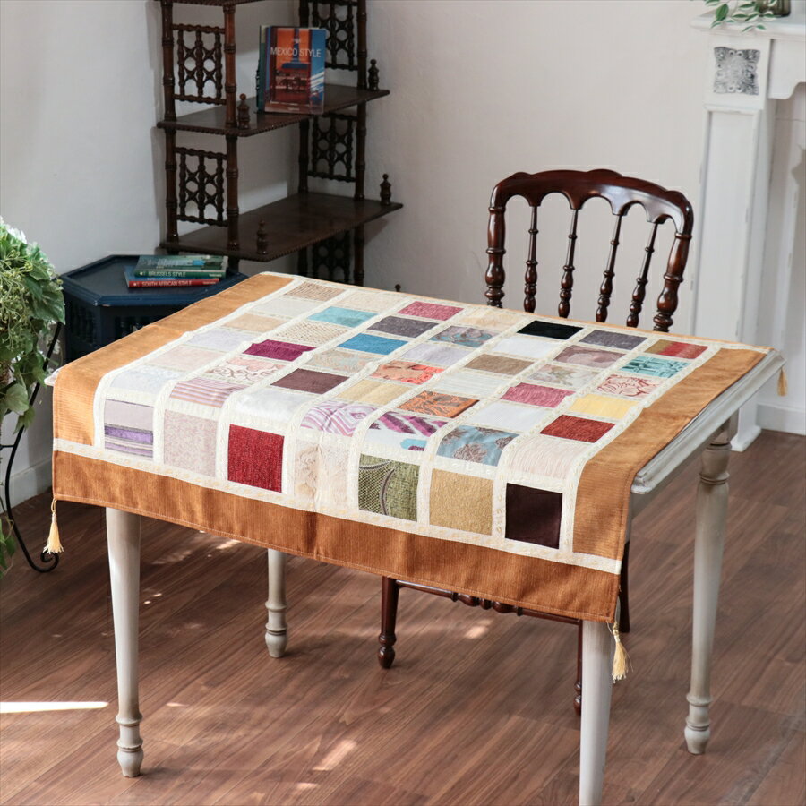 Sofa Covers - マルチカバー　モザイクパッチワーク 95x95cmサイズ シュニール素材