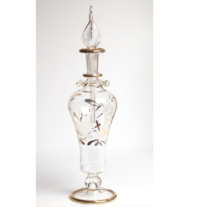 【10%OFFクーポン対象品】エジプト ガラス 香水瓶 19cm 19cm クレオパトラ クリア
