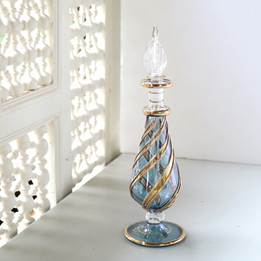 エジプトガラス香水瓶　ファラオ 19cm　ゴールド/ブルーのサムネイル