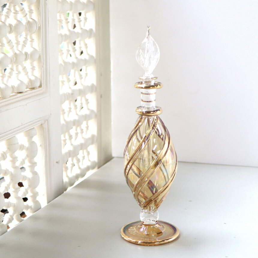 【ポイント10倍】エジプトガラス香水瓶　ファラオ 18cm　ゴールド/イエローのサムネイル