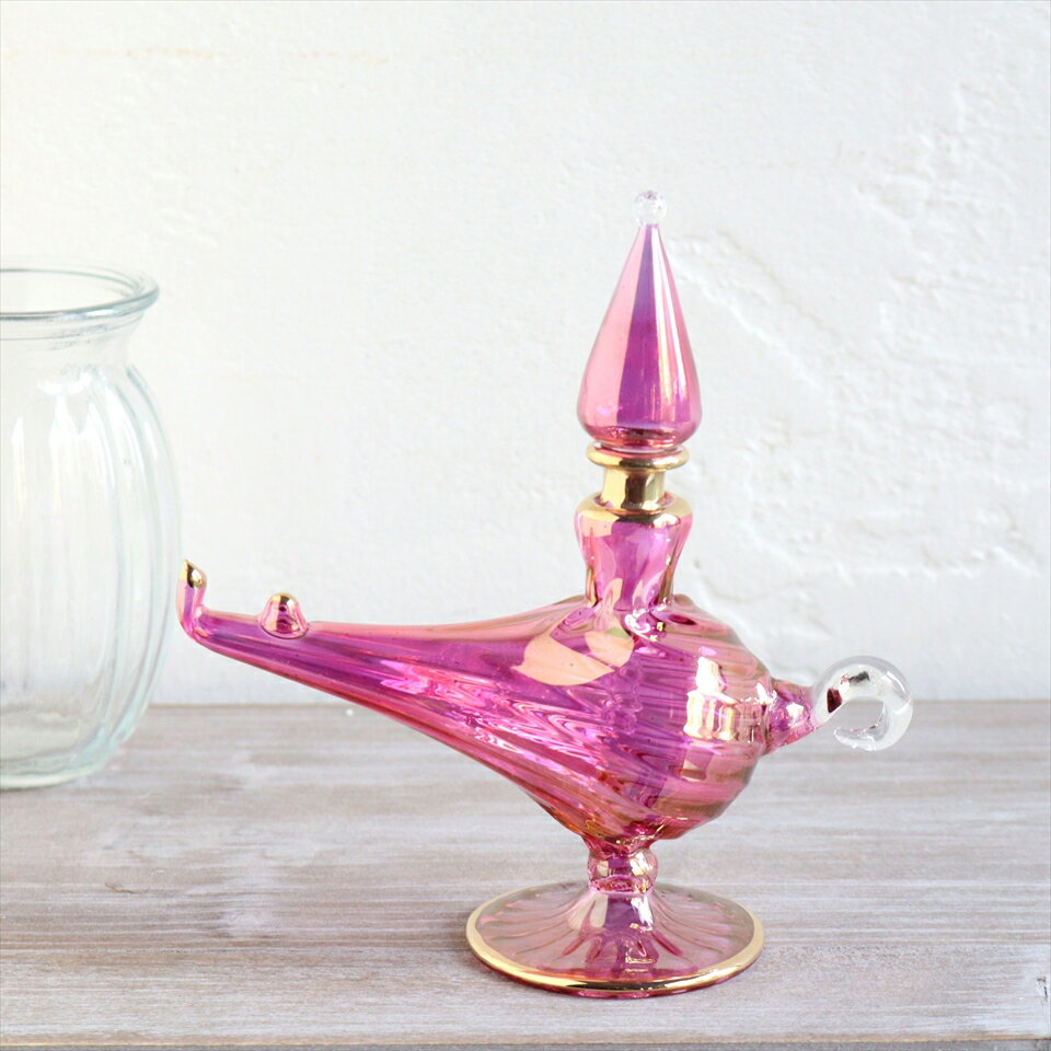 【10 OFFクーポン対象品】エジプトガラス香水瓶 アラジンランプ Egyptian Perfume Bottle Aladdin Lamp パープル オプティック