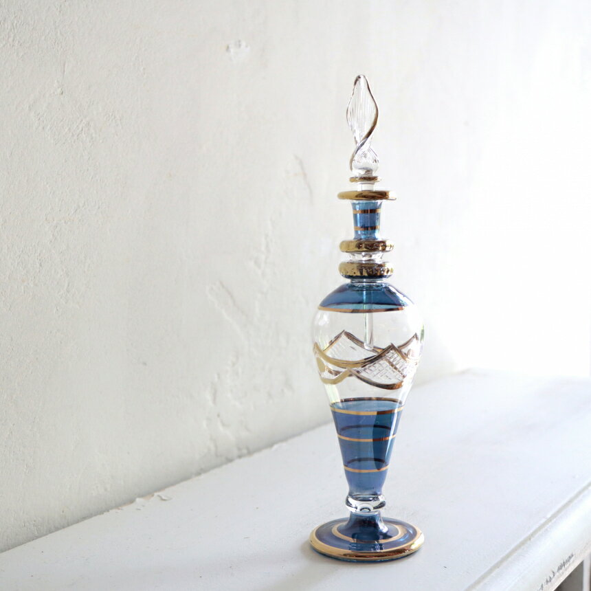 【10%OFFクーポン対象品】エジプト ガラス　香水瓶 17cm クレオパトラ　ブルーのサムネイル