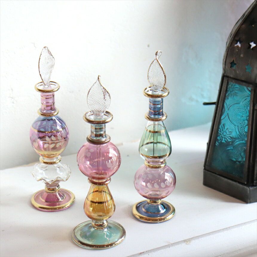【10%OFFクーポン対象品】エジプト香水瓶　3本セット　パステル3カラー
