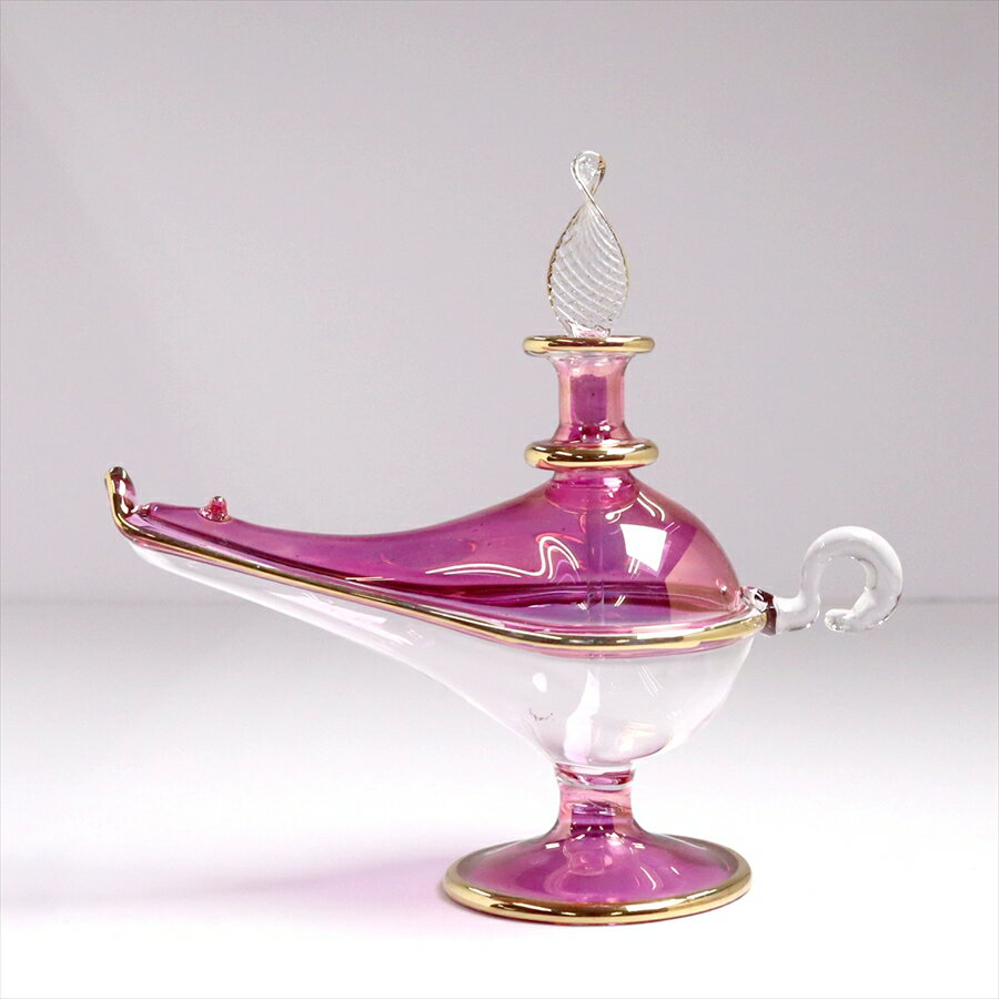 エジプトガラス香水瓶　アラジンランプ　Egyptian Perfume Bottle Aladdin Lamp　パープル　ツートーン