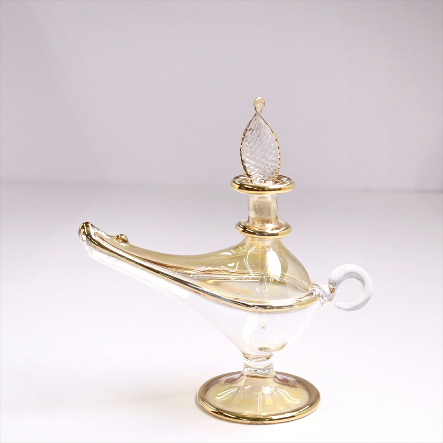 【10 OFFクーポン対象品】エジプトガラス香水瓶 アラジンランプ Egyptian Perfume Bottle Aladdin Lamp イエロー ツートーン