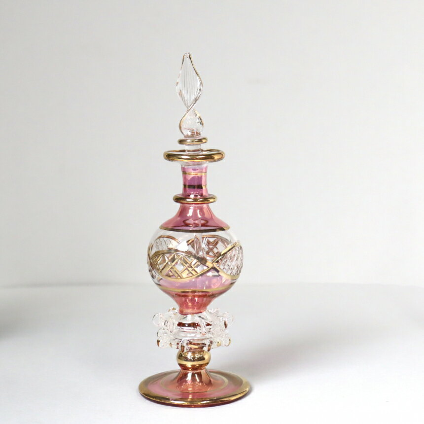 【ポイント10倍】エジプト ガラス　香水瓶 13cm クレオパトラ　パープルのサムネイル