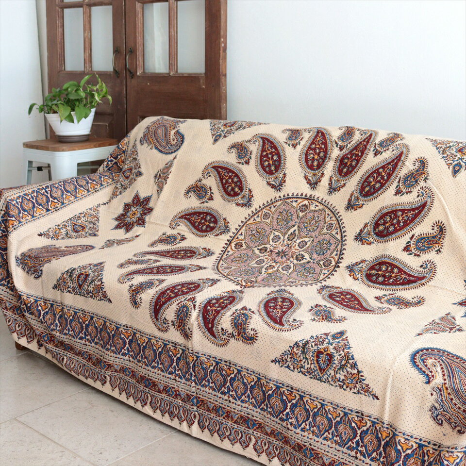 Sofa Covers - ペルシャ更紗 ガラムカール 230×147cm アンバー系 ペイズリー柄 テーブルクロス ソファカバー
