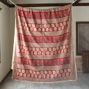 アンティーク・インド更紗　古布 344×164cmカラムカーリ/剣をもった人とペイズリー kalamkari