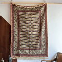 【15%OFFクーポン対象品】ペルシャ更紗 ガラムカール 141×100cm 細かなデザインのブロックプリント アンティークデザイン ペイズリー タペストリー テーブルクロス マルチカバー