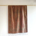 【10%OFFクーポン対象品】七色に輝くペイズリーデザインシルクストールブラウン 196×73cm