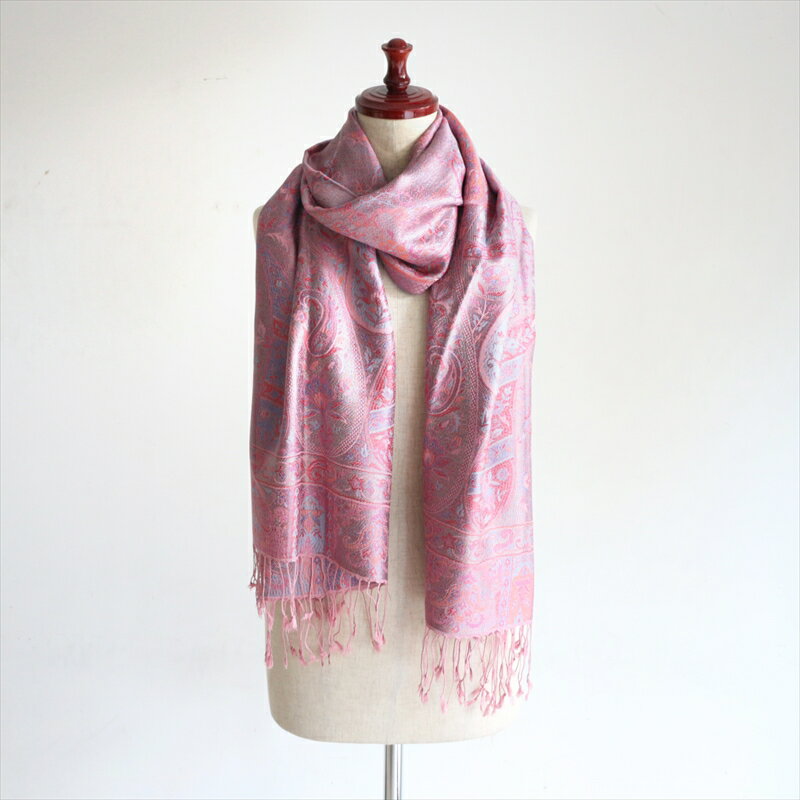 【10%OFFクーポン対象品】七色に輝くペイズリーデザインシルクストールフューシャ