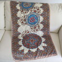 シルクストール ベージュ 164x58cm 花のメダリオン イスラミックデザイントルコの古都ブルサ産 シルク
