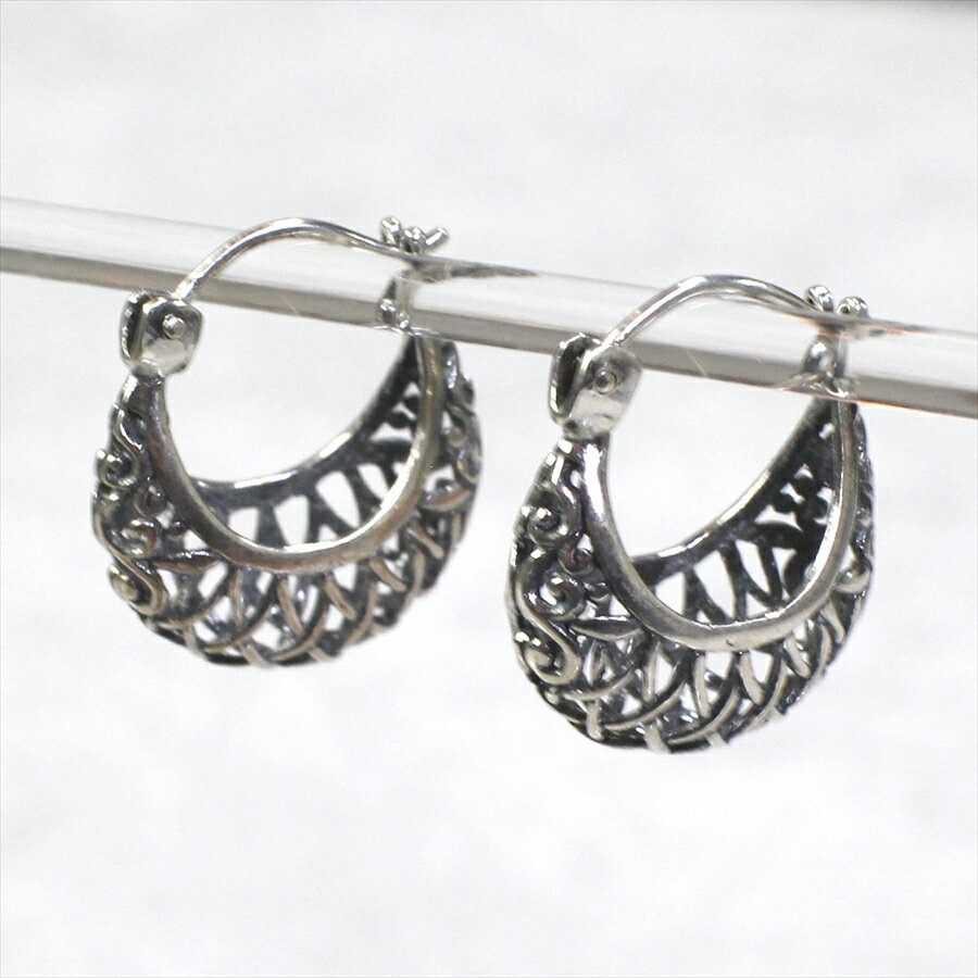 フープピアス・シルバー925　トルコハンドメイド 【クリックポスト可】Turkish Silver earring, classic Ottoman motif