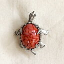 【10%OFFクーポン対象品】ヴィンテージビーズ/ブローチピン Michel's Vintage Beads 亀 マーブルコーラル