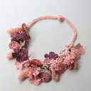 【10%OFFクーポン対象品】トルコのレース編「オヤ」ネックレス 5房の葡萄と華やかなフラワー ピンク/ベージュ